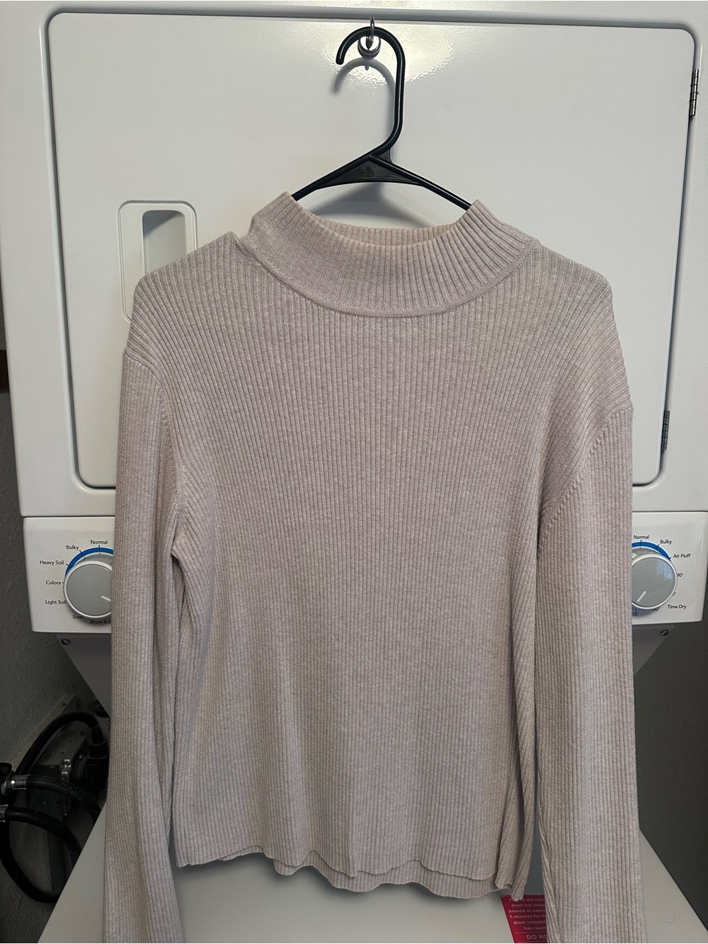 croft & barrow Ribbed Mock Neck Long Sleeve in Light Taupe